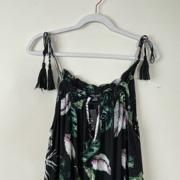 City Chic Black Green Samui Tassel Maxi Dress NWT Size Small - Picture 4 of 7
